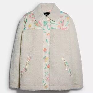 Coach Blocked Floral Sherpa Jacket
